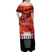 Anzac Day Gallipoli Personalised Off Shoulder Maxi Dress Red Poppy Flowers LT9 - Polynesian Pride