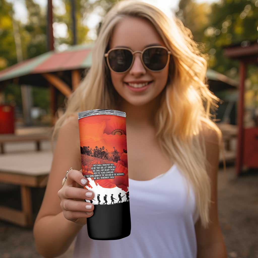 Anzac Day Gallipoli Personalised Skinny Tumbler Red Poppy Flowers LT9 - Polynesian Pride