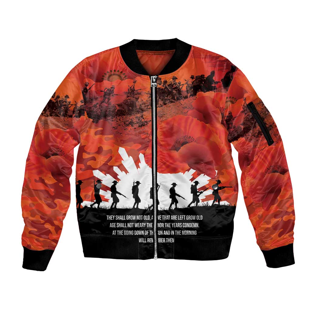 Anzac Day Gallipoli Personalised Sleeve Zip Bomber Jacket Red Poppy Flowers LT9 Unisex Red - Polynesian Pride