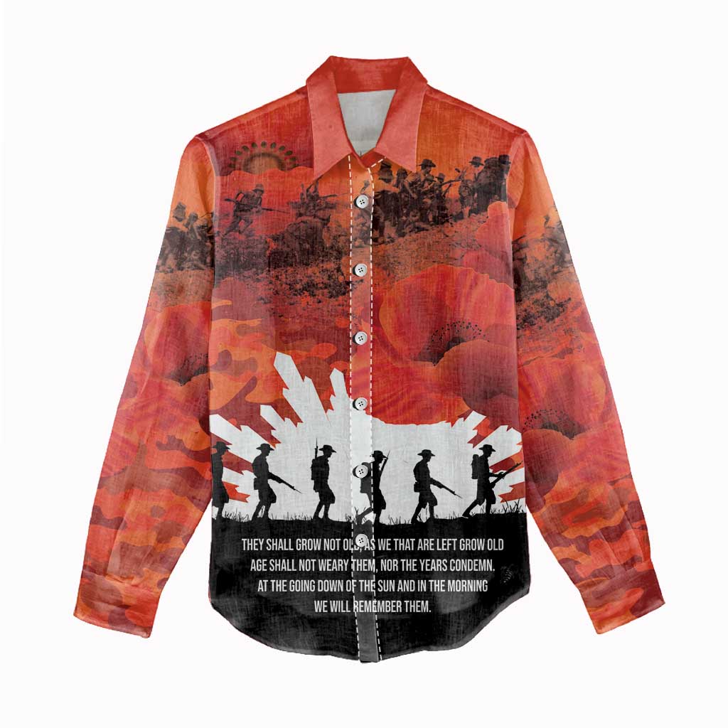 Anzac Day Gallipoli Personalised Women Casual Shirt Red Poppy Flowers LT9 - Polynesian Pride