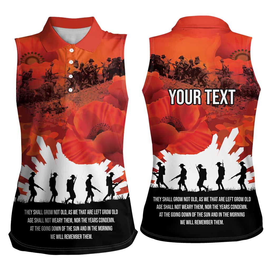 Anzac Day Gallipoli Personalised Women Sleeveless Polo Shirt Red Poppy Flowers LT9 - Polynesian Pride