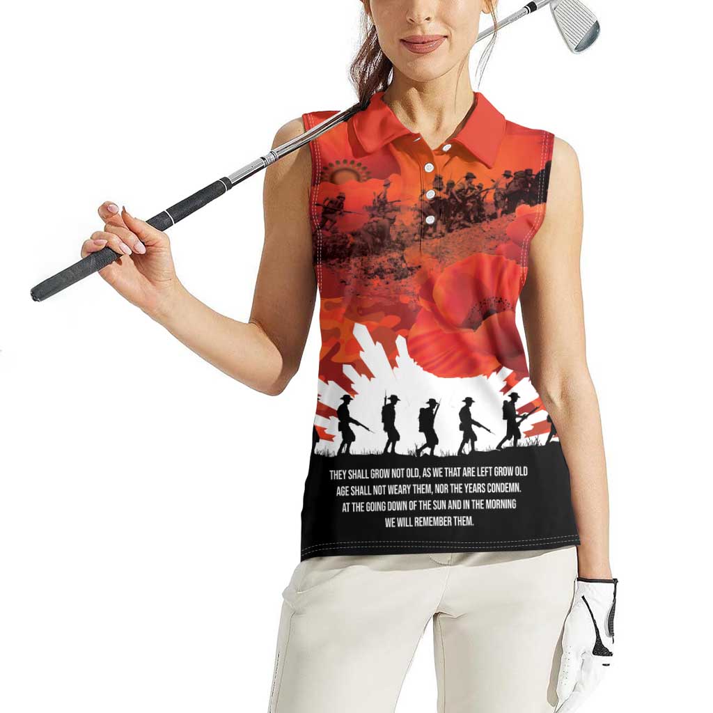Anzac Day Gallipoli Personalised Women Sleeveless Polo Shirt Red Poppy Flowers LT9 - Polynesian Pride
