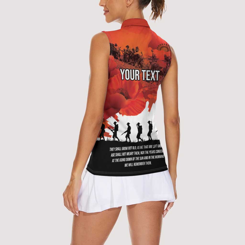 Anzac Day Gallipoli Personalised Women Sleeveless Polo Shirt Red Poppy Flowers LT9 - Polynesian Pride