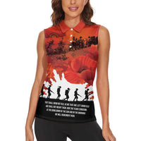 Anzac Day Gallipoli Personalised Women Sleeveless Polo Shirt Red Poppy Flowers LT9 - Polynesian Pride