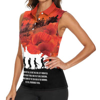 Anzac Day Gallipoli Personalised Women Sleeveless Polo Shirt Red Poppy Flowers LT9 - Polynesian Pride