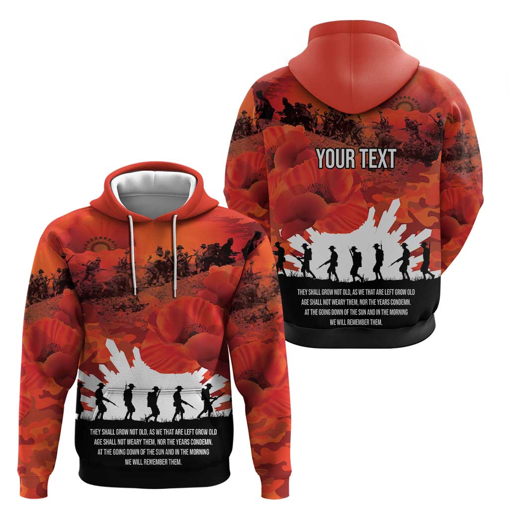 Anzac Day Gallipoli Personalised Zip Hoodie Red Poppy Flowers