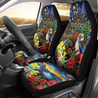 Kiwi-Kookaburra Bird ANZAC Personalised Car Seat Cover Aussie Golden Wattle Poppy Flowers LT9 - Polynesian Pride