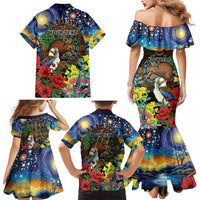 Kiwi-Kookaburra Bird ANZAC Personalised Family Matching Mermaid Dress and Hawaiian Shirt Aussie Golden Wattle Poppy Flowers LT9 - Polynesian Pride