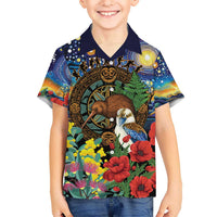 Kiwi-Kookaburra Bird ANZAC Personalised Hawaiian Shirt Aussie Golden Wattle Poppy Flowers LT9 - Polynesian Pride