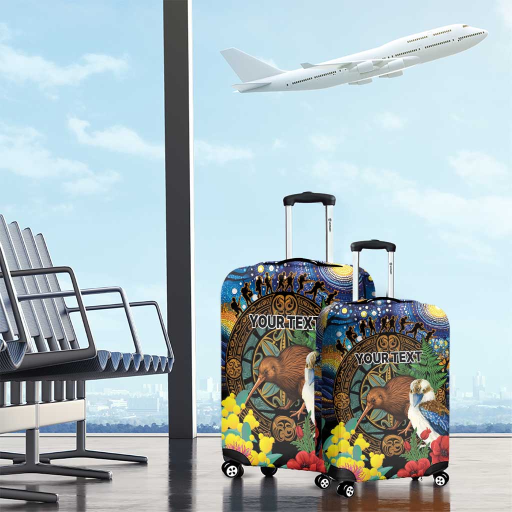 Kiwi-Kookaburra Bird ANZAC Personalised Luggage Cover Aussie Golden Wattle Poppy Flowers LT9 - Polynesian Pride