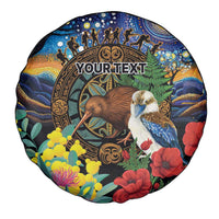Kiwi-Kookaburra Bird ANZAC Personalised Spare Tire Cover Aussie Golden Wattle Poppy Flowers LT9 - Polynesian Pride
