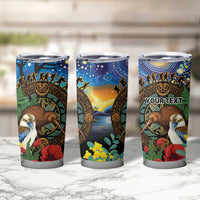 Kiwi-Kookaburra Bird ANZAC Personalised Tumbler Cup Aussie Golden Wattle Poppy Folowers LT9 - Polynesian Pride