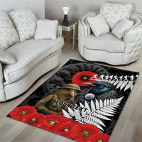 Kiwi-Tui Bird Soldier ANZAC Day Personalised Area Rug Maori Silver Fern Motif LT9 - Polynesian Pride