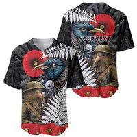 Kiwi-Tui Bird Soldier ANZAC Day Personalised Baseball Jersey Maori Silver Fern Motif LT9 - Polynesian Pride