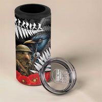Kiwi-Tui Bird Soldier ANZAC Day Personalised 4 in 1 Can Cooler Tumbler Maori Silver Fern Motif LT9 - Polynesian Pride