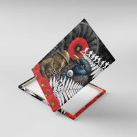 Kiwi-Tui Bird Soldier ANZAC Day Personalised Canvas Wall Art Maori Silver Fern Motif LT9 With Frame Black - Polynesian Pride