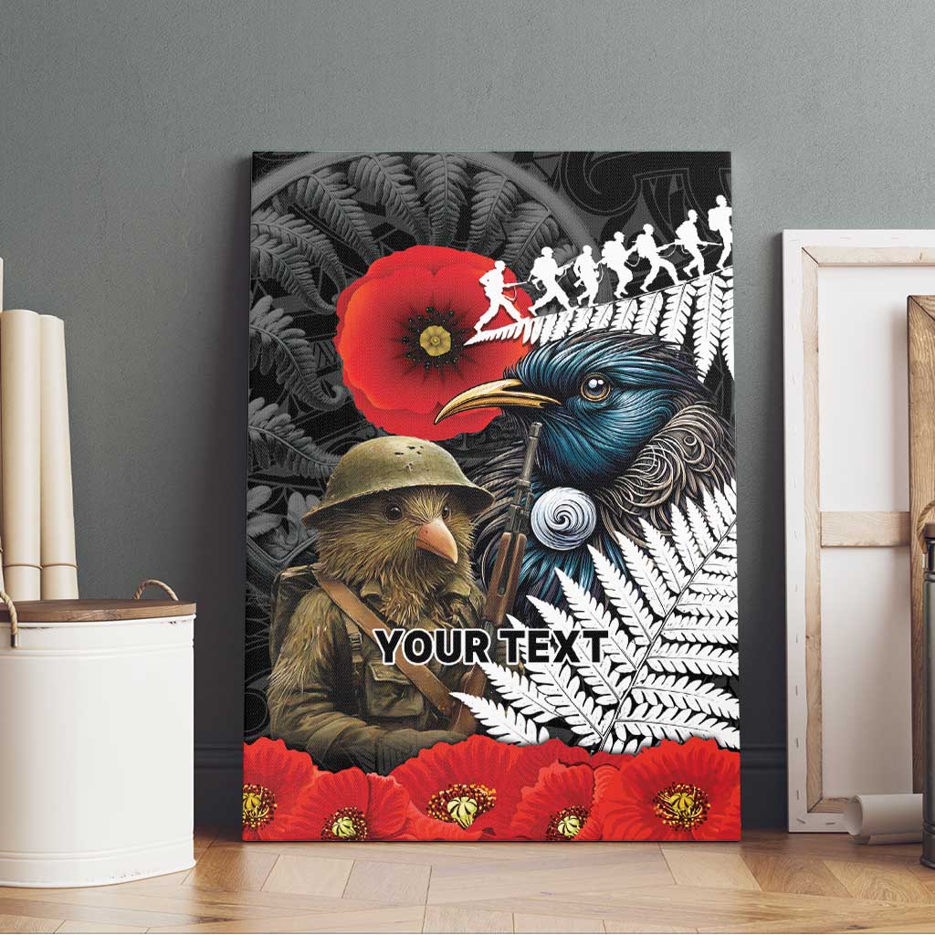 Kiwi-Tui Bird Soldier ANZAC Day Personalised Canvas Wall Art Maori Silver Fern Motif LT9 - Polynesian Pride