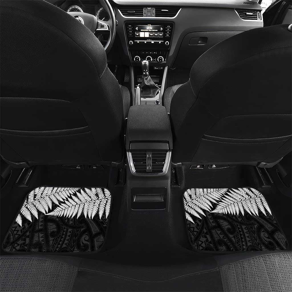 Kiwi-Tui Bird Soldier ANZAC Day Personalised Car Mats Maori Silver Fern Motif LT9 Set 2pcs - Back Black - Polynesian Pride