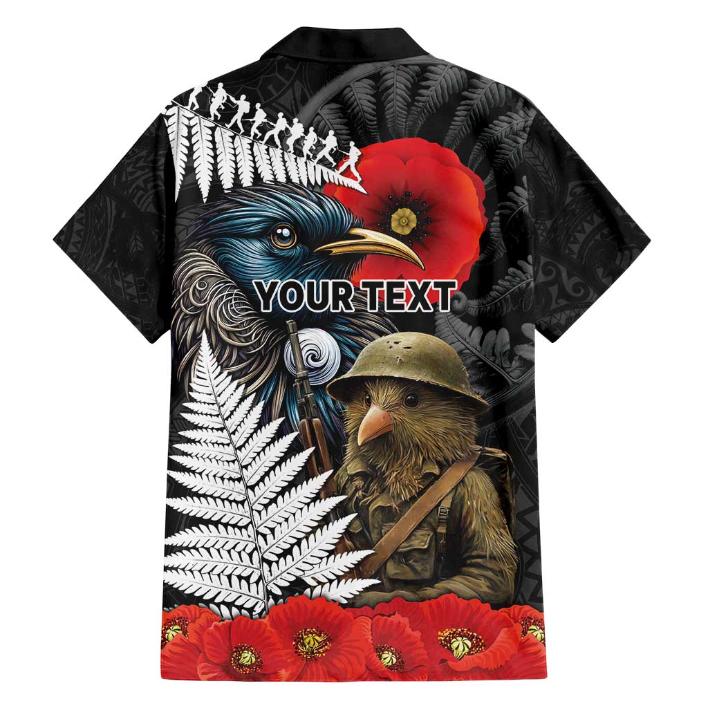 Kiwi-Tui Bird Soldier ANZAC Day Personalised Family Matching Puletasi and Hawaiian Shirt Maori Silver Fern Motif LT9 - Polynesian Pride