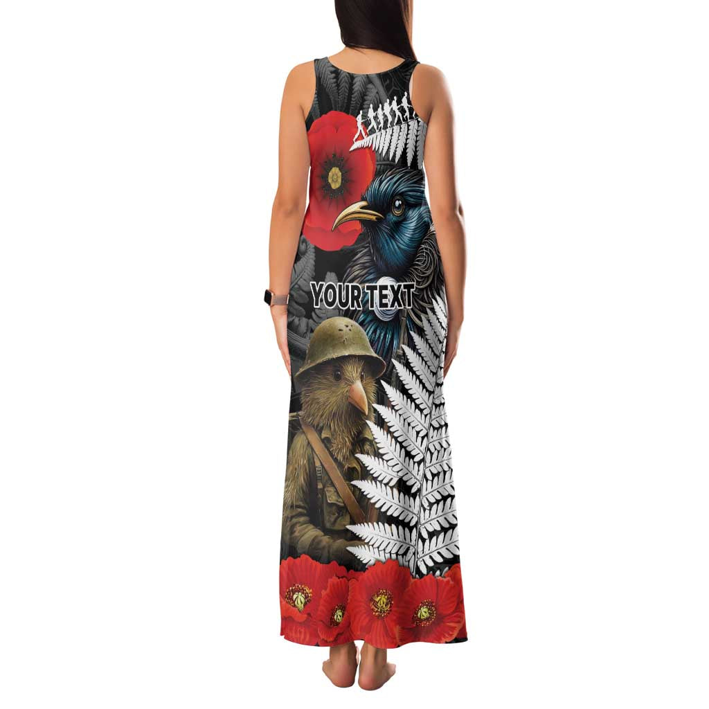 Kiwi-Tui Bird Soldier ANZAC Day Personalised Family Matching Tank Maxi Dress and Hawaiian Shirt Maori Silver Fern Motif LT9 - Polynesian Pride