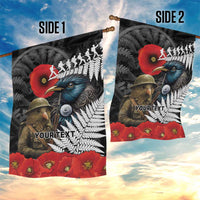 Kiwi-Tui Bird Soldier ANZAC Day Personalised Garden Flag Maori Silver Fern Motif LT9 - Polynesian Pride
