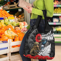 Kiwi-Tui Bird Soldier ANZAC Day Personalised Grocery Bag Maori Silver Fern Motif LT9 - Polynesian Pride