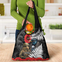 Kiwi-Tui Bird Soldier ANZAC Day Personalised Grocery Bag Maori Silver Fern Motif LT9 - Polynesian Pride