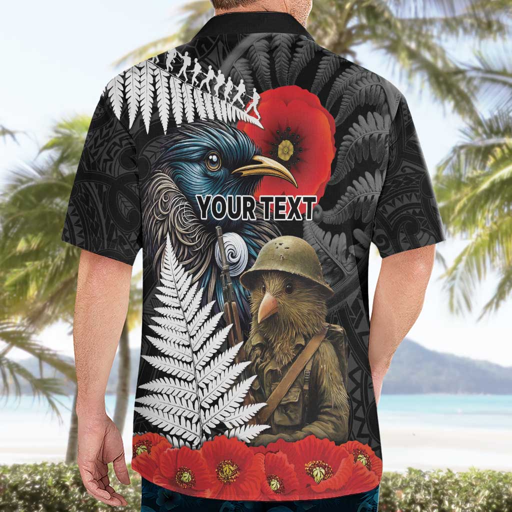 Kiwi-Tui Bird Soldier ANZAC Day Personalised Hawaiian Shirt Maori Silver Fern Motif LT9 - Polynesian Pride