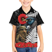 Kiwi-Tui Bird Soldier ANZAC Day Personalised Hawaiian Shirt Maori Silver Fern Motif LT9 - Polynesian Pride
