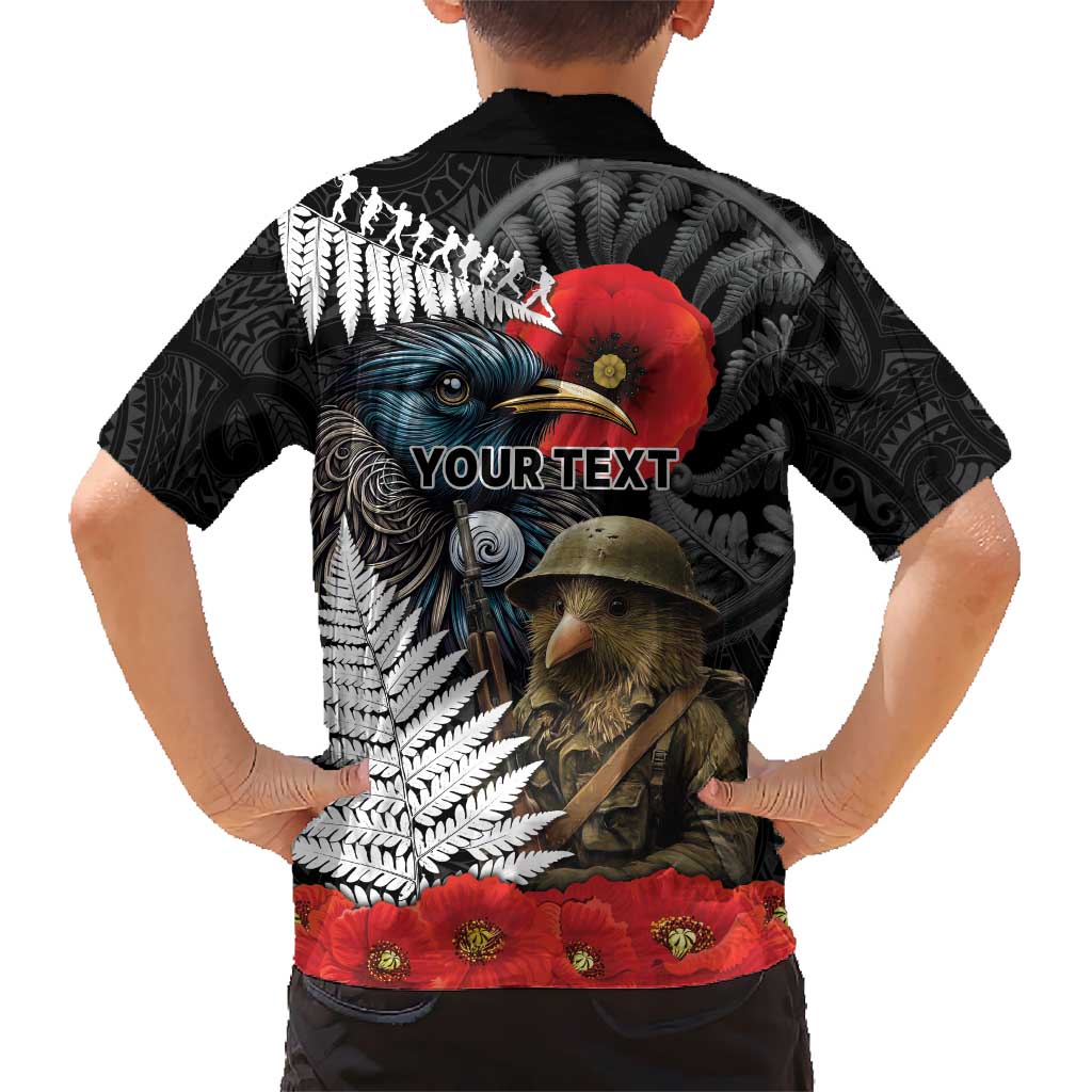 Kiwi-Tui Bird Soldier ANZAC Day Personalised Hawaiian Shirt Maori Silver Fern Motif LT9 - Polynesian Pride