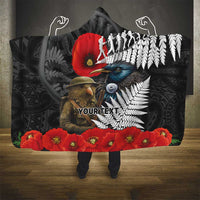 Kiwi-Tui Bird Soldier ANZAC Day Personalised Hooded Blanket Maori Silver Fern Motif LT9 - Polynesian Pride
