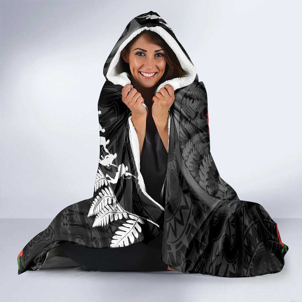 Kiwi-Tui Bird Soldier ANZAC Day Personalised Hooded Blanket Maori Silver Fern Motif LT9 - Polynesian Pride