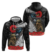 Kiwi-Tui Bird Soldier ANZAC Day Personalised Hoodie Maori Silver Fern Motif LT9 - Polynesian Pride