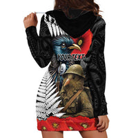 Kiwi-Tui Bird Soldier ANZAC Day Personalised Hoodie Dress Maori Silver Fern Motif LT9 - Polynesian Pride