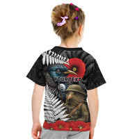 Kiwi-Tui Bird Soldier ANZAC Day Personalised Kid T Shirt Maori Silver Fern Motif LT9 - Polynesian Pride