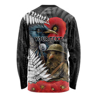 Kiwi-Tui Bird Soldier ANZAC Day Personalised Long Sleeve Shirt Maori Silver Fern Motif LT9 - Polynesian Pride