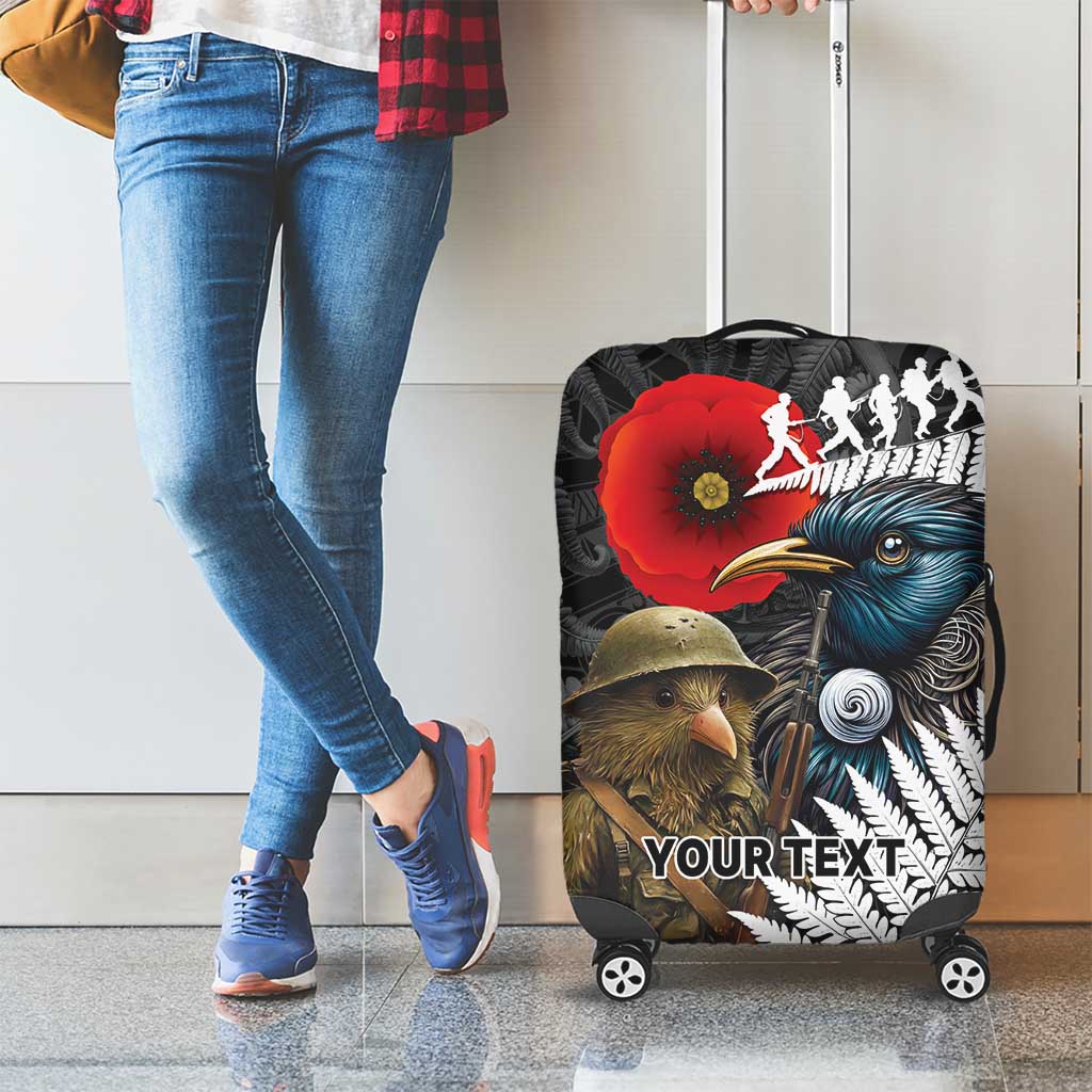 Kiwi-Tui Bird Soldier ANZAC Day Personalised Luggage Cover Maori Silver Fern Motif LT9 - Polynesian Pride