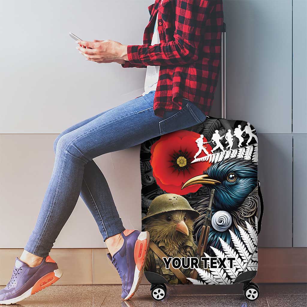 Kiwi-Tui Bird Soldier ANZAC Day Personalised Luggage Cover Maori Silver Fern Motif LT9 - Polynesian Pride