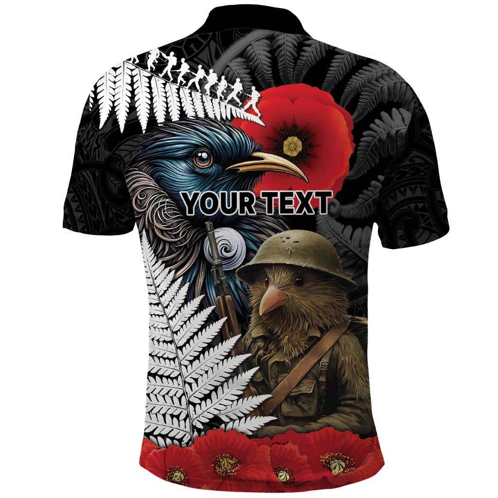 Kiwi-Tui Bird Soldier ANZAC Day Personalised Polo Shirt Maori Silver Fern Motif LT9 - Polynesian Pride
