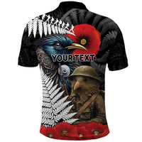 Kiwi-Tui Bird Soldier ANZAC Day Personalised Polo Shirt Maori Silver Fern Motif LT9 - Polynesian Pride