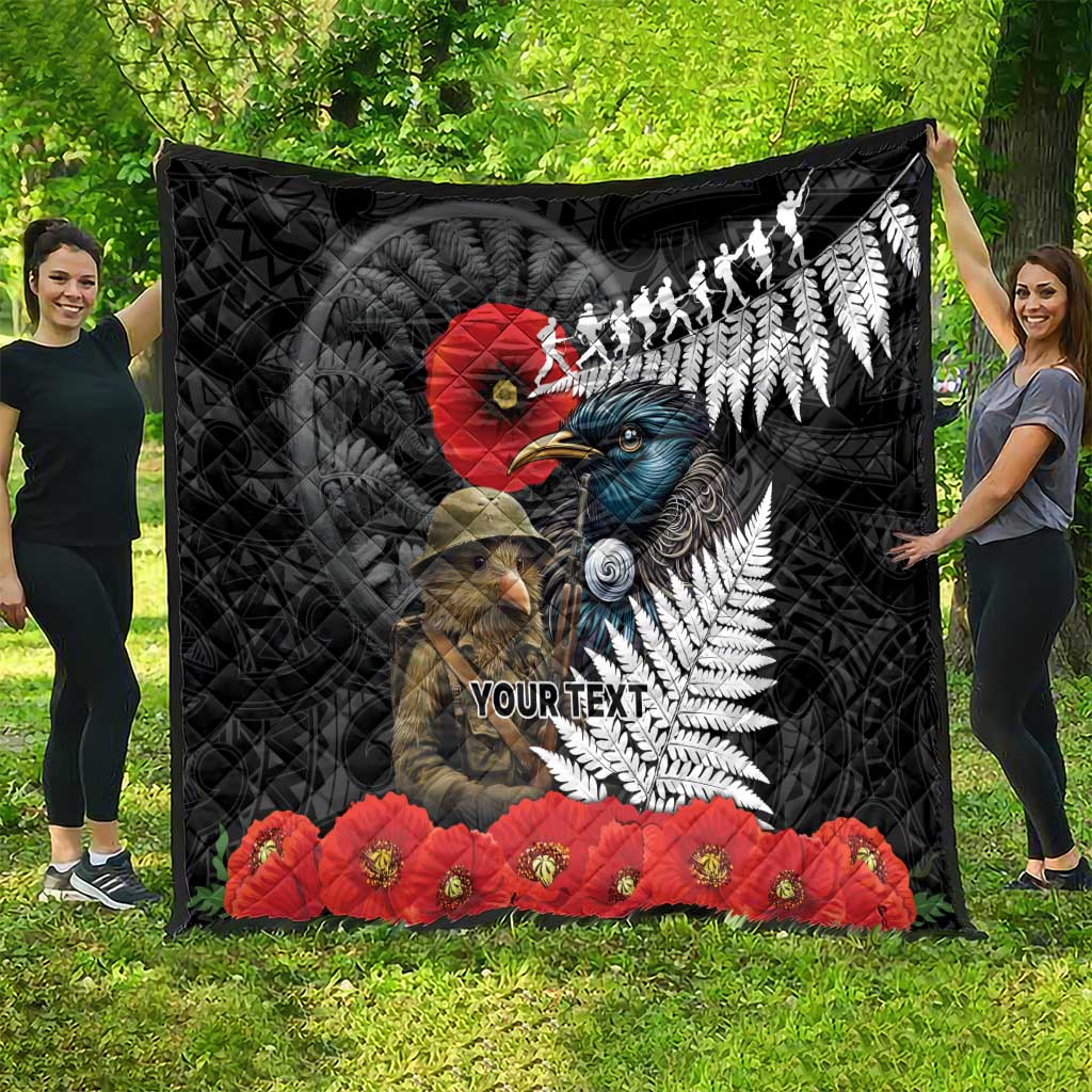 Kiwi-Tui Bird Soldier ANZAC Day Personalised Quilt Maori Silver Fern Motif LT9 - Polynesian Pride