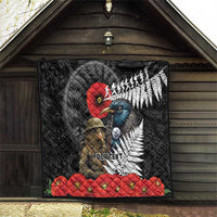 Kiwi-Tui Bird Soldier ANZAC Day Personalised Quilt Maori Silver Fern Motif LT9 - Polynesian Pride