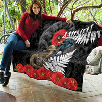 Kiwi-Tui Bird Soldier ANZAC Day Personalised Quilt Maori Silver Fern Motif LT9 - Polynesian Pride