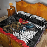 Kiwi-Tui Bird Soldier ANZAC Day Personalised Quilt Bed Set Maori Silver Fern Motif LT9 - Polynesian Pride