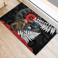 Kiwi-Tui Bird Soldier ANZAC Day Personalised Rubber Doormat Maori Silver Fern Motif LT9 - Polynesian Pride