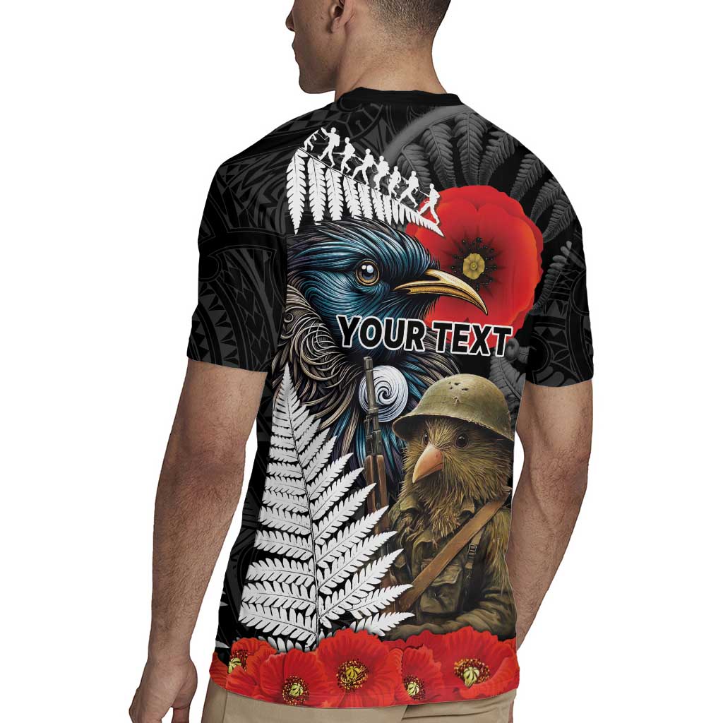 Kiwi-Tui Bird Soldier ANZAC Day Personalised Rugby Jersey Maori Silver Fern Motif LT9 - Polynesian Pride