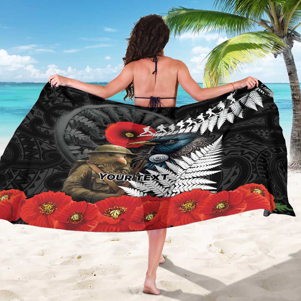 Kiwi-Tui Bird Soldier ANZAC Day Personalised Sarong Maori Silver Fern Motif LT9 - Polynesian Pride