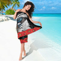 Kiwi-Tui Bird Soldier ANZAC Day Personalised Sarong Maori Silver Fern Motif LT9 - Polynesian Pride
