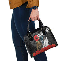 Kiwi-Tui Bird Soldier ANZAC Day Personalised Shoulder Handbag Maori Silver Fern Motif LT9 - Polynesian Pride