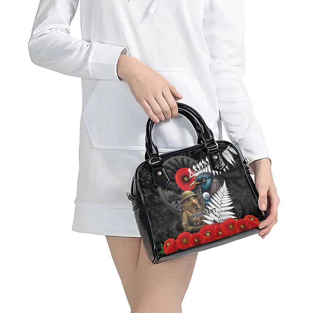 Kiwi-Tui Bird Soldier ANZAC Day Personalised Shoulder Handbag Maori Silver Fern Motif LT9 - Polynesian Pride